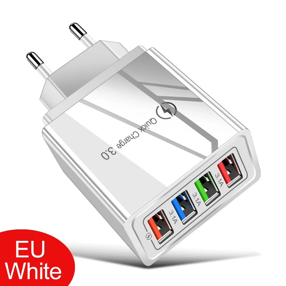USB Charger Quick Charge 3.0 4 Phone Adapter For Tablet Portable Wall Mobile Charger Fast Charger