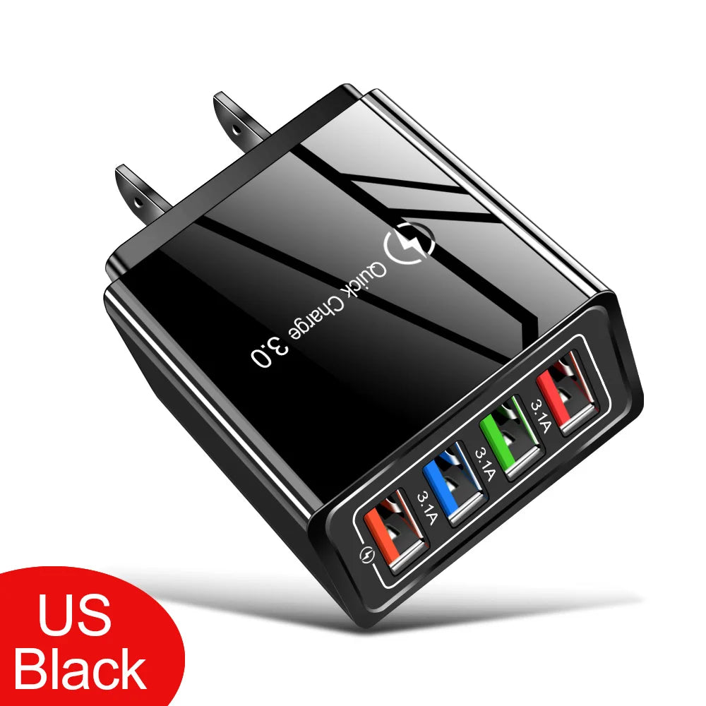 USB Charger Quick Charge 3.0 4 Phone Adapter For Tablet Portable Wall Mobile Charger Fast Charger