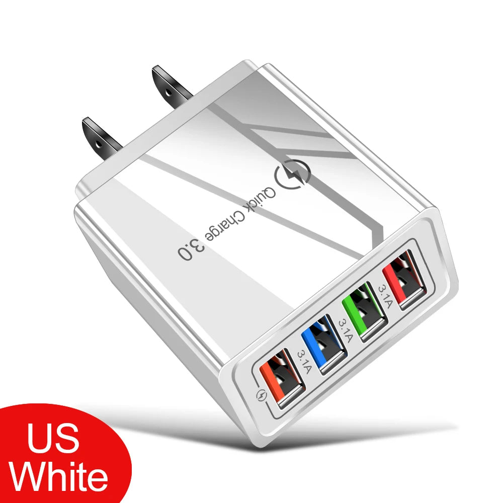 USB Charger Quick Charge 3.0 4 Phone Adapter For Tablet Portable Wall Mobile Charger Fast Charger