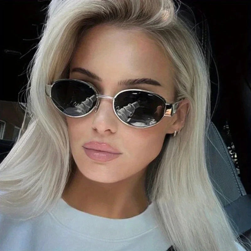 Sunglasses Oval Metal Frame Classic UV400 for Men and Women
