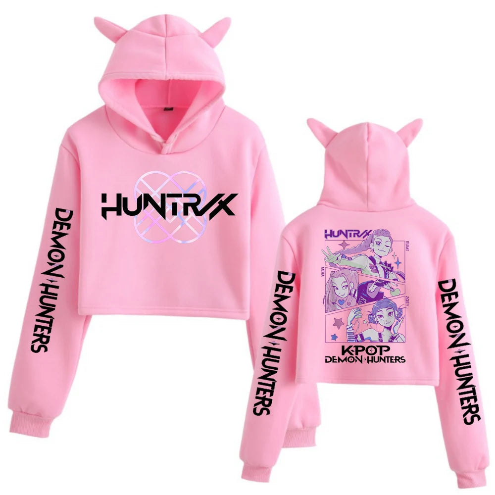 Kpop Demon Hunters Cat Ear Crop Hoodie