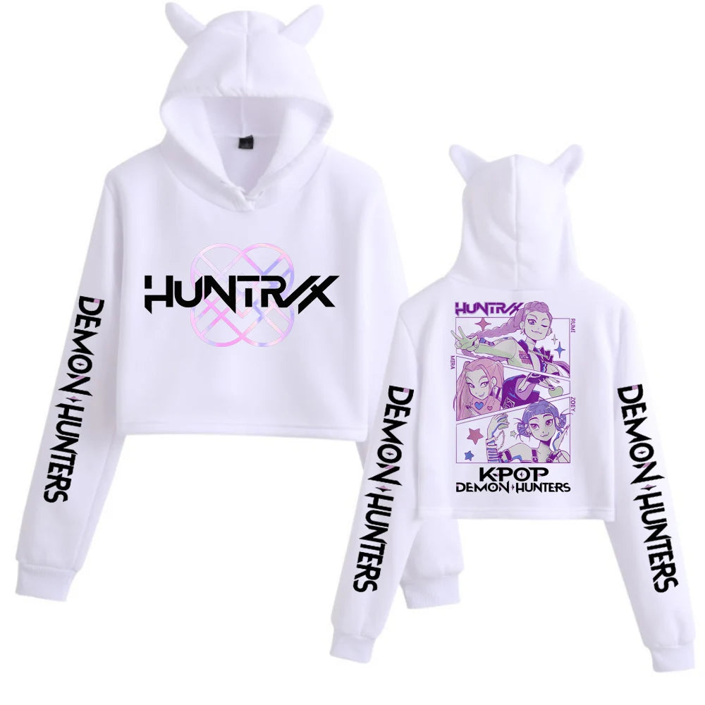 Kpop Demon Hunters Cat Ear Crop Hoodie