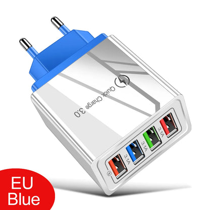 USB Charger Quick Charge 3.0 4 Phone Adapter For Tablet Portable Wall Mobile Charger Fast Charger