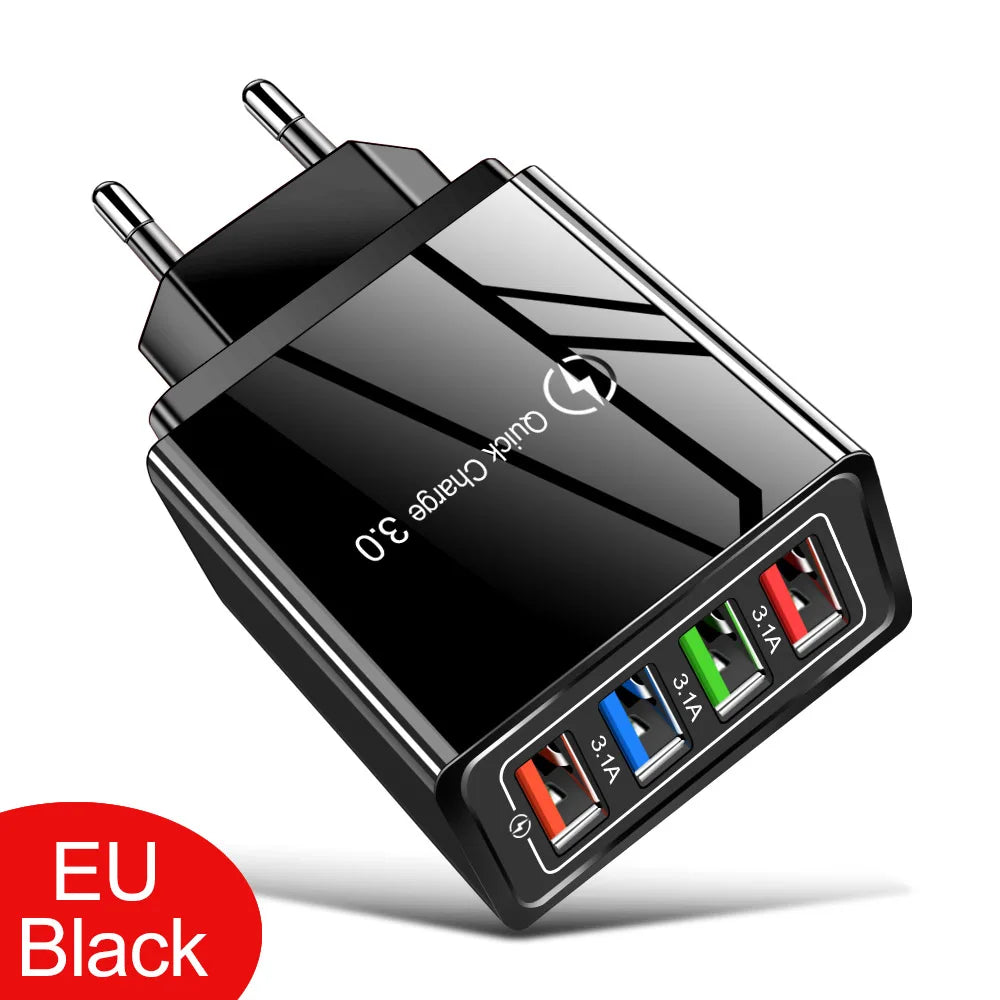 USB Charger Quick Charge 3.0 4 Phone Adapter For Tablet Portable Wall Mobile Charger Fast Charger
