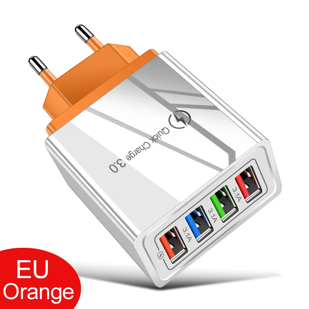 USB Charger Quick Charge 3.0 4 Phone Adapter For Tablet Portable Wall Mobile Charger Fast Charger