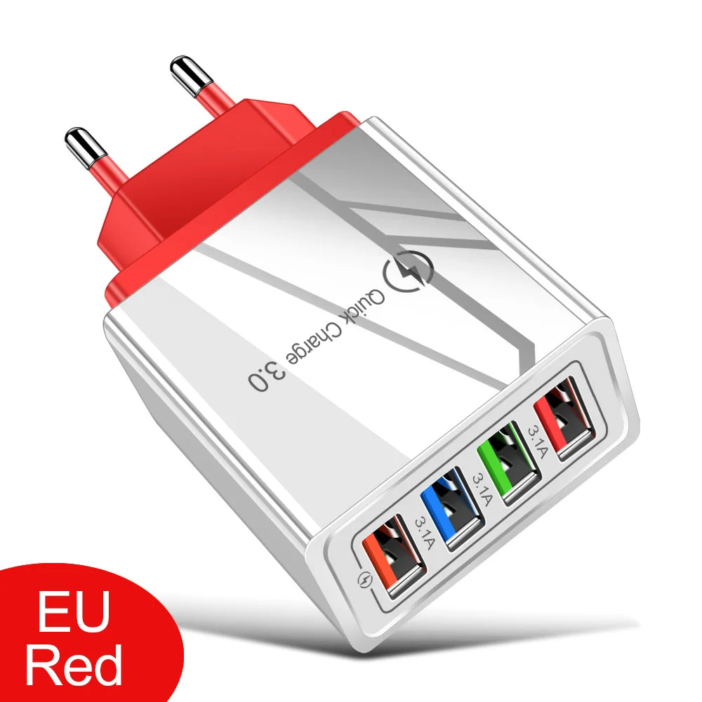 USB Charger Quick Charge 3.0 4 Phone Adapter For Tablet Portable Wall Mobile Charger Fast Charger