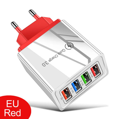 USB Charger Quick Charge 3.0 4 Phone Adapter For Tablet Portable Wall Mobile Charger Fast Charger