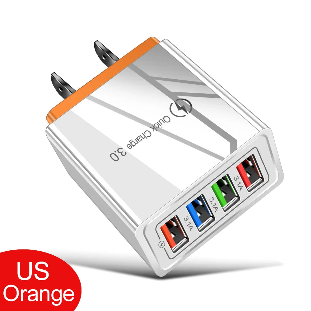 USB Charger Quick Charge 3.0 4 Phone Adapter For Tablet Portable Wall Mobile Charger Fast Charger