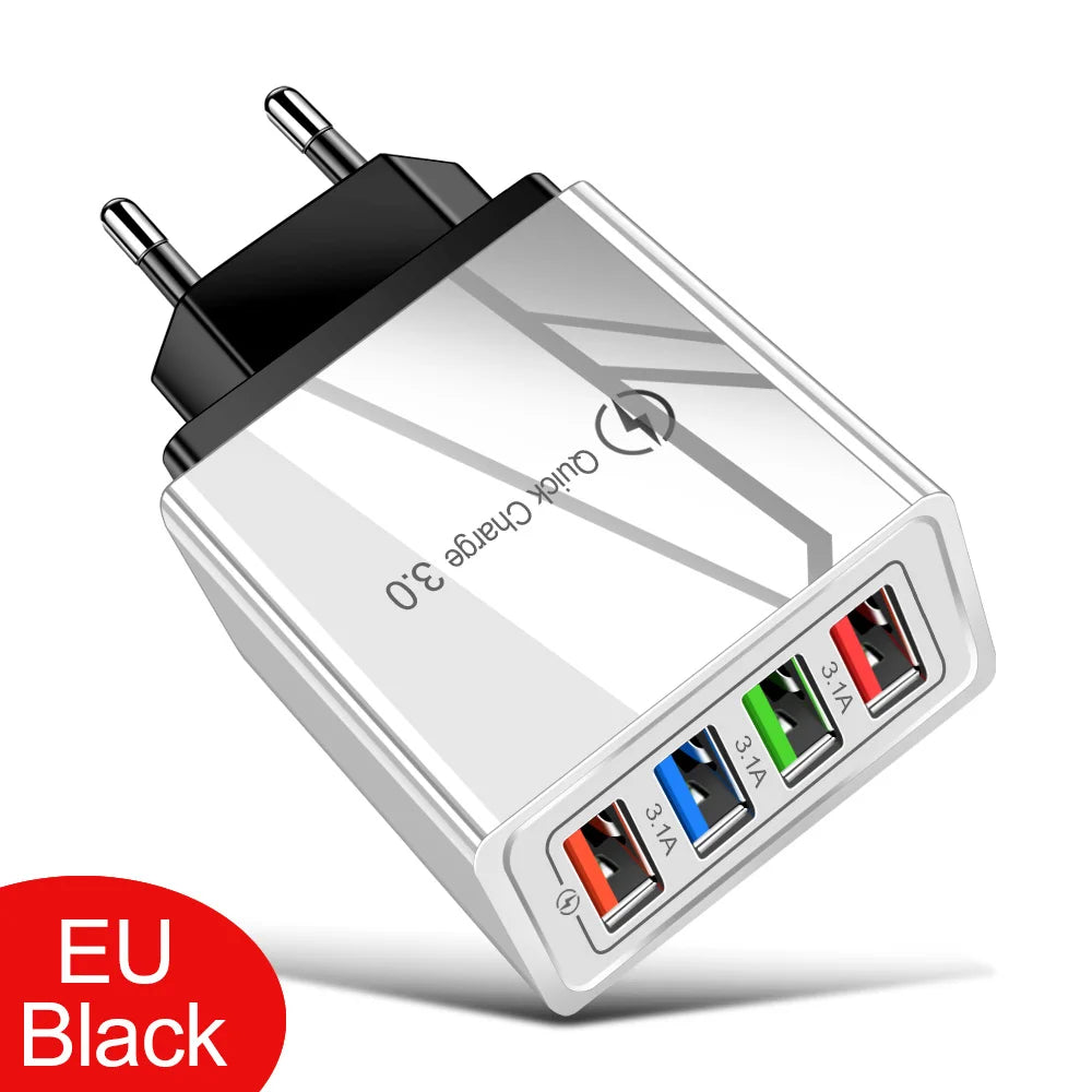 USB Charger Quick Charge 3.0 4 Phone Adapter For Tablet Portable Wall Mobile Charger Fast Charger