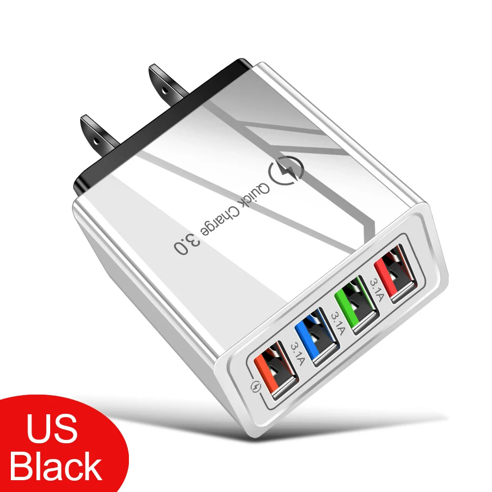 USB Charger Quick Charge 3.0 4 Phone Adapter For Tablet Portable Wall Mobile Charger Fast Charger