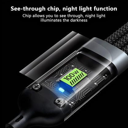 Luminous 3-in-1 Cable - 100W Fast-Charging with Digital Display