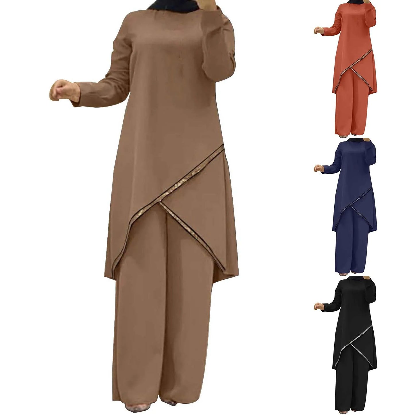 Elegant Pants Suit Ladies Long-Sleeve Pullover Trousers Two 2 Piece Sets Autumn Winter Outfits For Women Fashion костюм женский