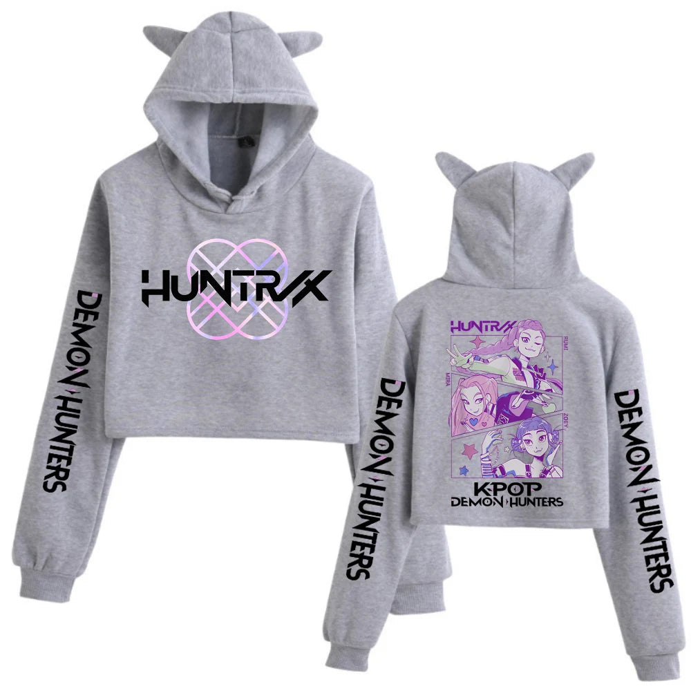 Kpop Demon Hunters Cat Ear Crop Hoodie