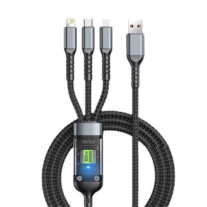 Luminous 3-in-1 Cable - 100W Fast-Charging with Digital Display