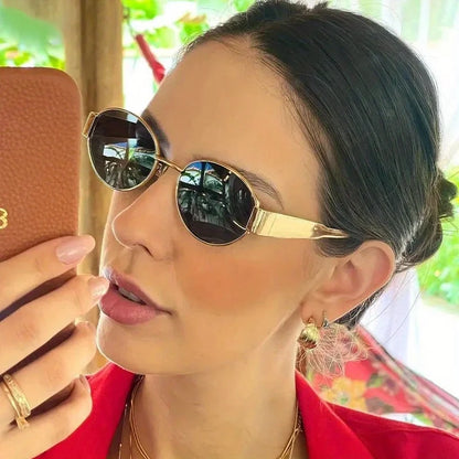 Sunglasses Oval Metal Frame Classic UV400 for Men and Women