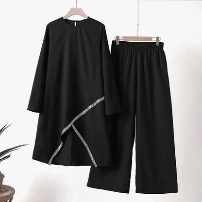 Elegant Pants Suit Ladies Long-Sleeve Pullover Trousers Two 2 Piece Sets Autumn Winter Outfits For Women Fashion костюм женский