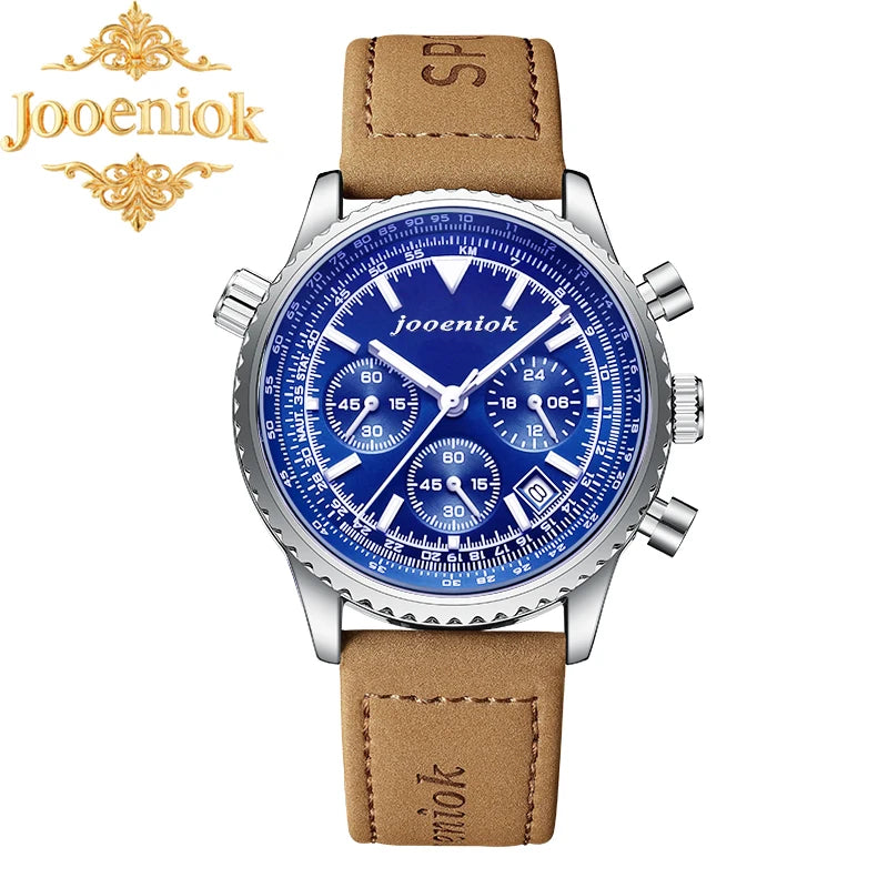 Luminous Leather Chronograph Watch