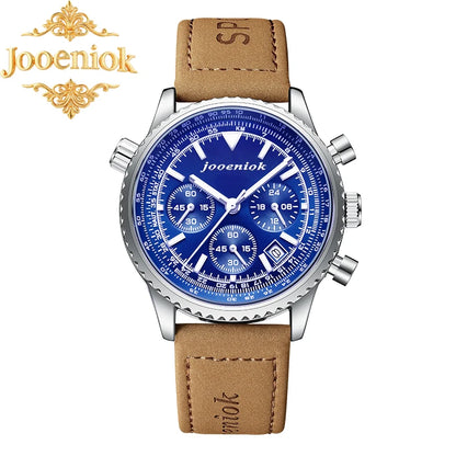 Luminous Leather Chronograph Watch