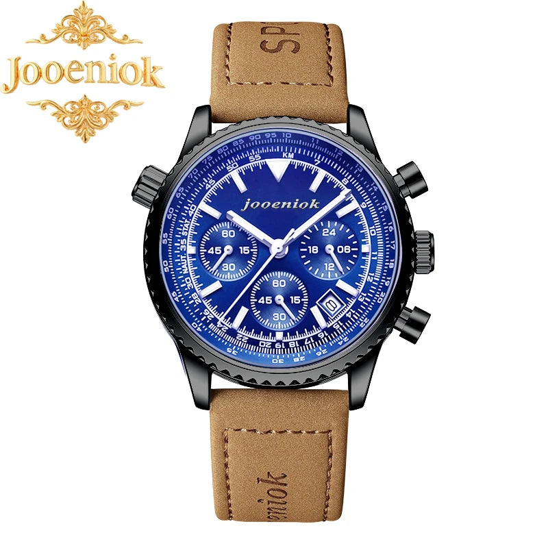 Luminous Leather Chronograph Watch