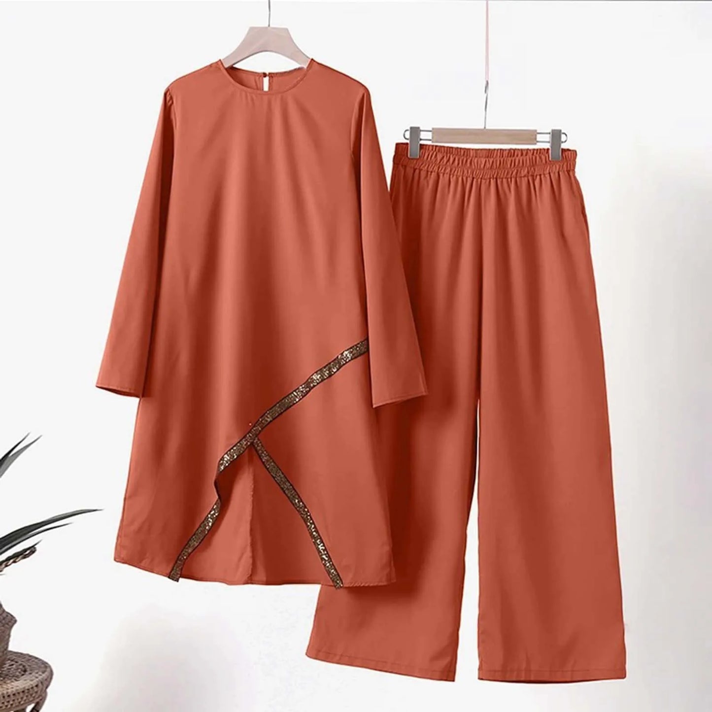Elegant Pants Suit Ladies Long-Sleeve Pullover Trousers Two 2 Piece Sets Autumn Winter Outfits For Women Fashion костюм женский
