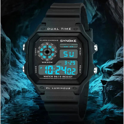 Digital Sports Watch – Waterproof Multifunction Luminous Wristwatch - 7-Color Lights
