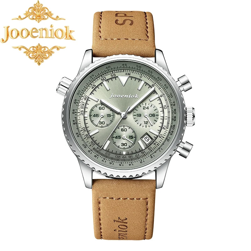 Luminous Leather Chronograph Watch