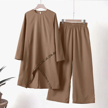 Elegant Pants Suit Ladies Long-Sleeve Pullover Trousers Two 2 Piece Sets Autumn Winter Outfits For Women Fashion костюм женский