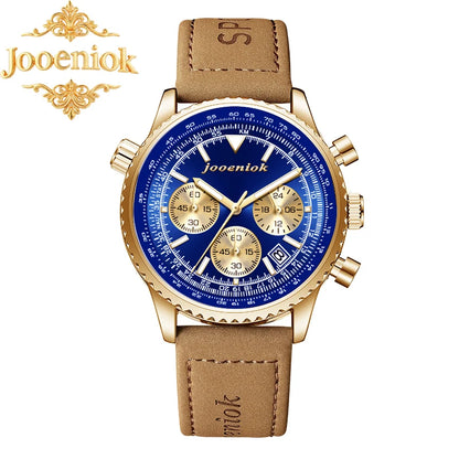 Luminous Leather Chronograph Watch