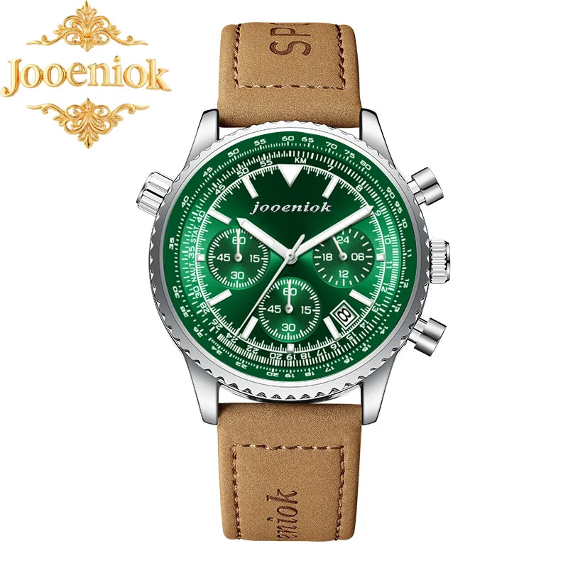 Luminous Leather Chronograph Watch