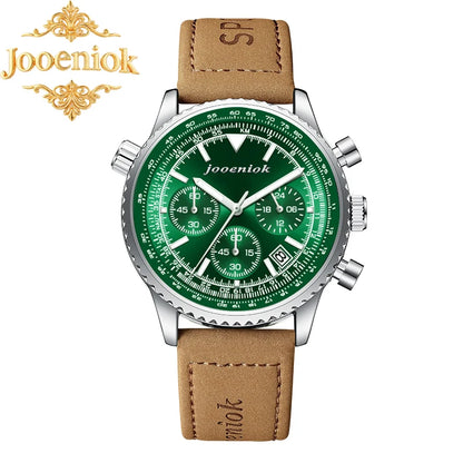 Luminous Leather Chronograph Watch