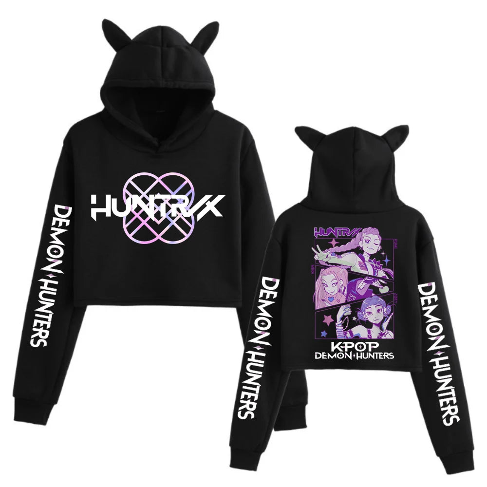 Kpop Demon Hunters Cat Ear Crop Hoodie