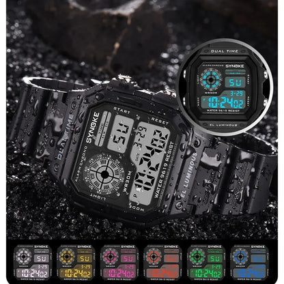Digital Sports Watch – Waterproof Multifunction Luminous Wristwatch - 7-Color Lights
