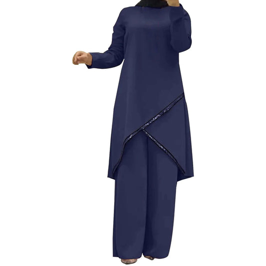 Elegant Pants Suit Ladies Long-Sleeve Pullover Trousers Two 2 Piece Sets Autumn Winter Outfits For Women Fashion костюм женский
