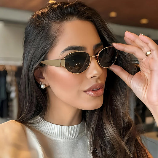 Sunglasses Oval Metal Frame Classic UV400 for Men and Women