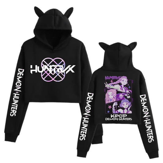 Kpop Demon Hunters Cat Ear Crop Hoodie
