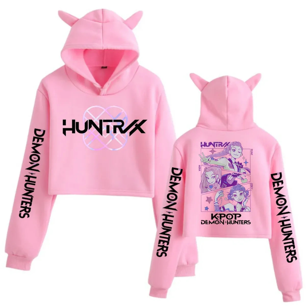 Kpop Demon Hunters Cat Ear Crop Hoodie